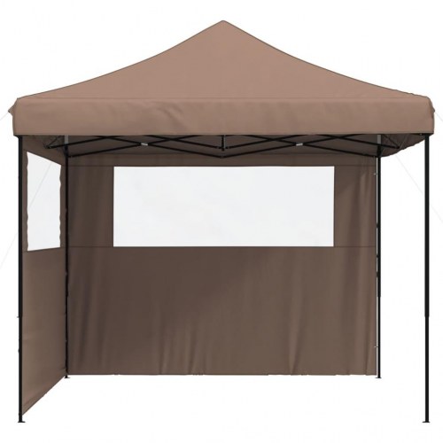 Foldbart pop-up festtelt med 2 sidevægge - brun, 292 × 292 cm