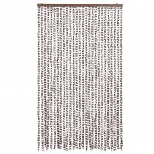 Flueforhæng 118 × 220 cm i chenille - gråbrun/hvid