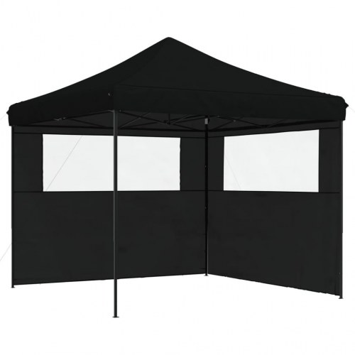 Foldbart pop-up festtelt med 2 sidevægge - sort 292 × 292 cm