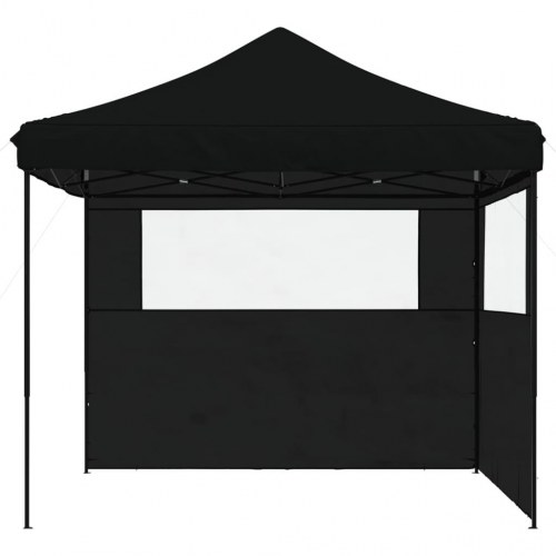 Foldbart pop-up festtelt med 2 sidevægge - sort 292 × 292 cm