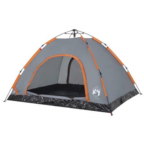 4-personers campingtelt med quick-release - grå og orange