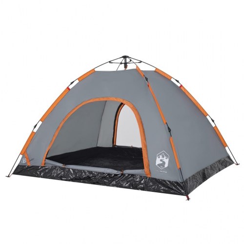 4-personers campingtelt med quick-release - grå og orange