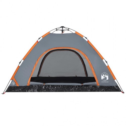 4-personers campingtelt med quick-release - grå og orange