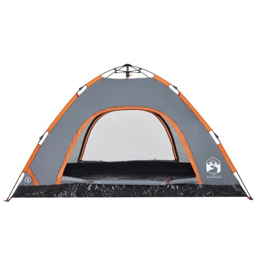 4-personers campingtelt med quick-release - grå og orange