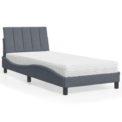 Seng med madras 80x200 cm velour mørkegrå