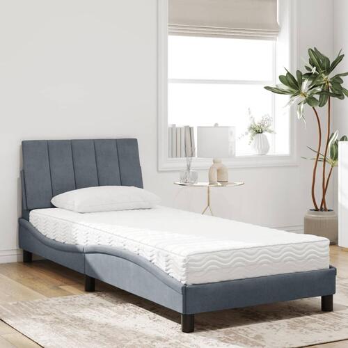 Seng med madras 80x200 cm velour mørkegrå