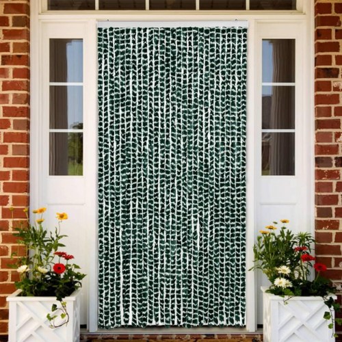 Flueforhæng 118×220 cm i chenille - grøn/hvid dørgardin
