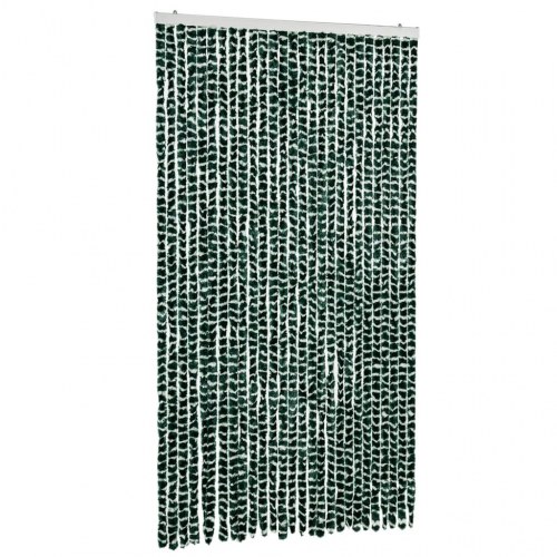 Flueforhæng 118×220 cm i chenille - grøn/hvid dørgardin