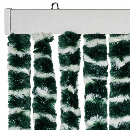 Flueforhæng 118×220 cm i chenille - grøn/hvid dørgardin