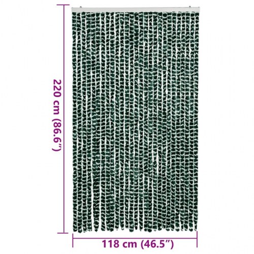 Flueforhæng 118×220 cm i chenille - grøn/hvid dørgardin