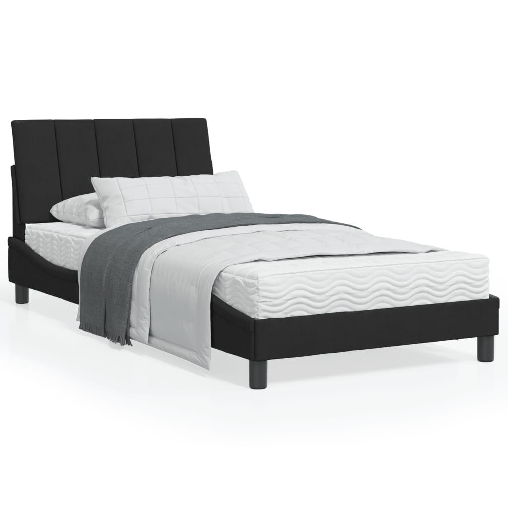 Seng med madras 100x200 cm velour sort