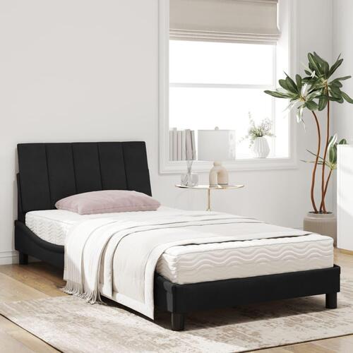 Seng med madras 100x200 cm velour sort