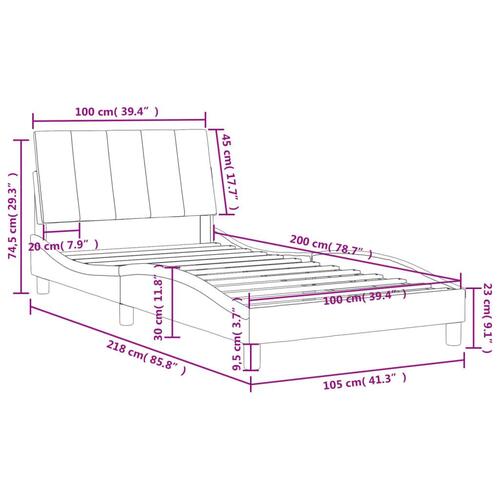 Seng med madras 100x200 cm velour sort