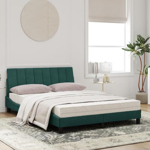 Seng med madras 120x200 cm velour mørkegrøn