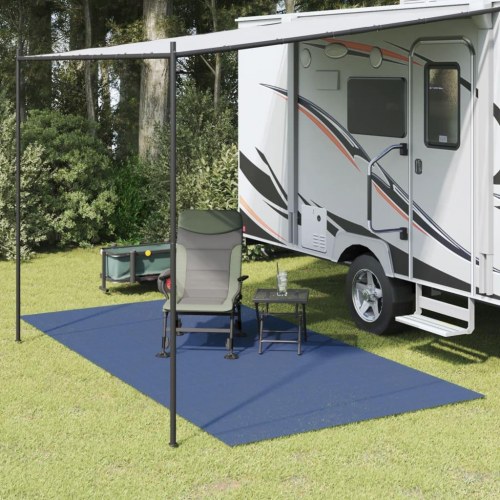Telttæppe 4 × 2 m - blå skridsikker campingmåtte