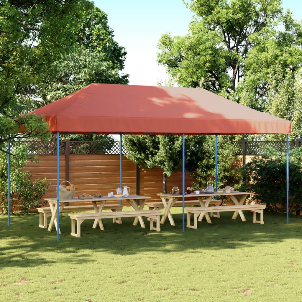 Foldbart pop up-festtelt 580x292x315 cm terracotta billede