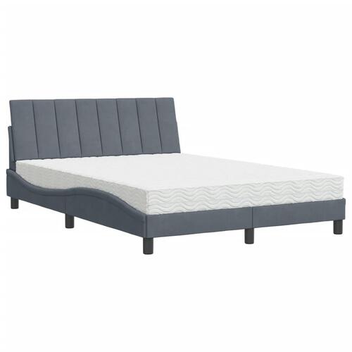 Seng med madras 120x200 cm velour mørkegrå