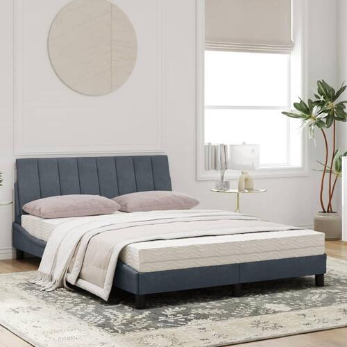 Seng med madras 120x200 cm velour mørkegrå