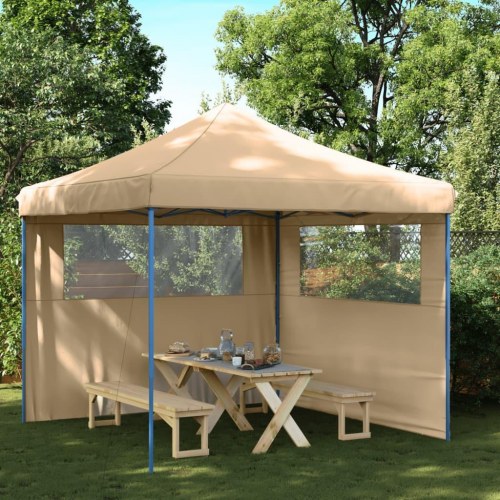 Pop up-festtelt med 2 sidevægge - foldbart, beige