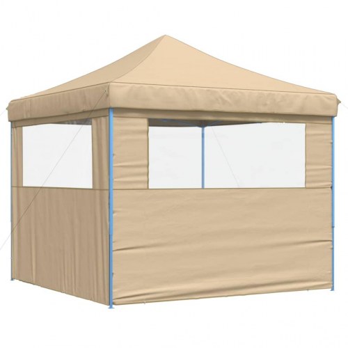 Pop up-festtelt med 2 sidevægge - foldbart, beige