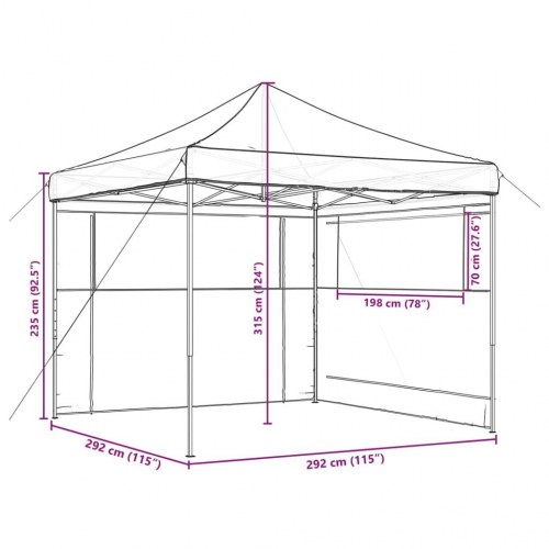 Pop up-festtelt med 2 sidevægge - foldbart, beige