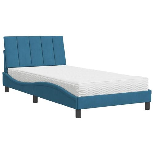 Seng med madras 100x200 cm velour blå