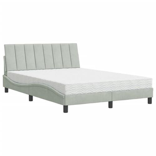 Seng med madras 120x200 cm velour lysegrå