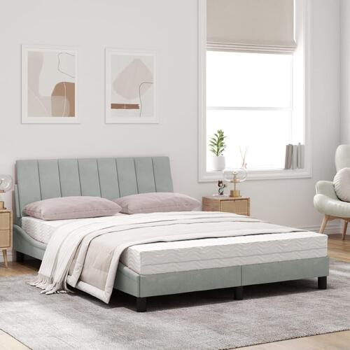 Seng med madras 120x200 cm velour lysegrå