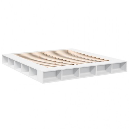 Sengestel med opbevaring 200 × 200 cm - hvid, konstrueret træ
