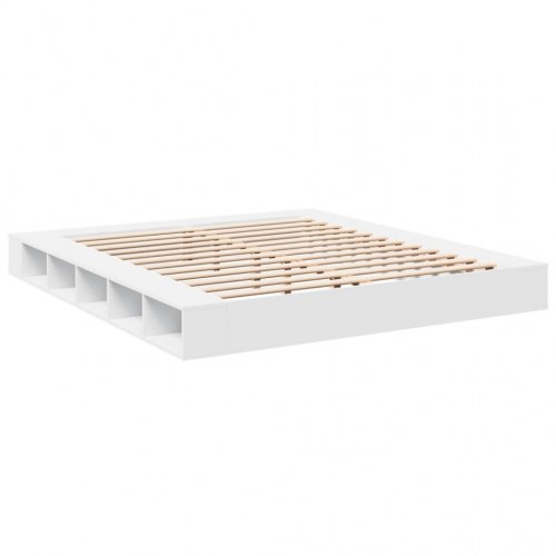Sengestel med opbevaring 200 × 200 cm - hvid, konstrueret træ