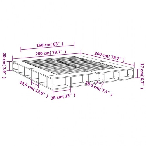 Sengestel med opbevaring 200 × 200 cm - hvid, konstrueret træ