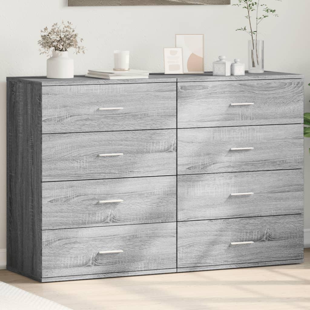 Kommoder 2 stk. - 60×39×80 cm i grå sonoma-eg, konstrueret træ
