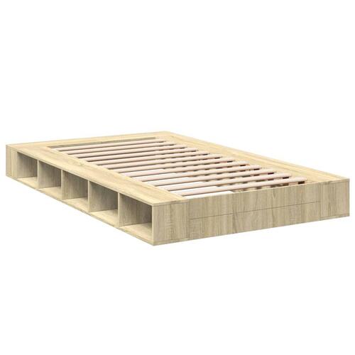Sengestel 135x190 cm konstrueret træ sonoma-eg
