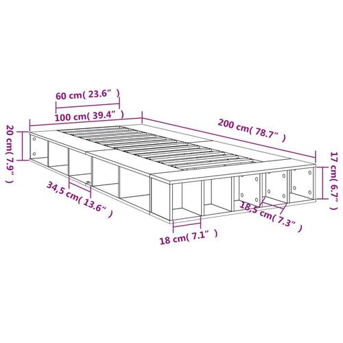 Sengeramme 100x200 cm konstrueret træ røget egetræsfarve