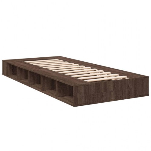 Sengeramme 90 x 200 cm med opbevaring - brun egetræsfarve
