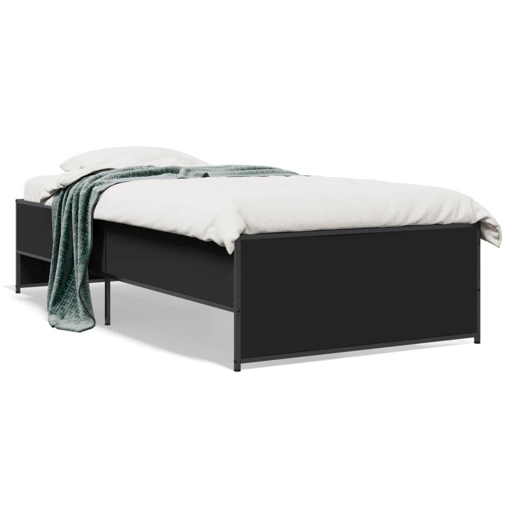 Sengeramme 90x200 cm konstrueret træ og metal sort