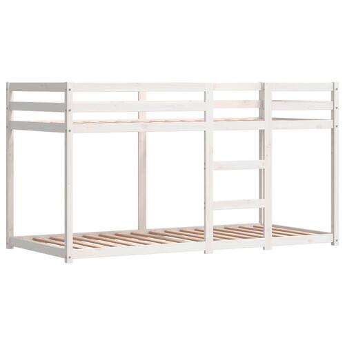 Køjeseng med gardiner 90x200 cm massivt fyrretræ hvid og sort