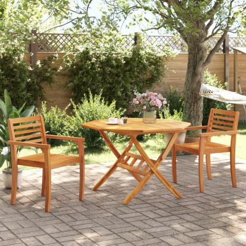 Foldbart havebord Ø110 × 75 cm i massivt akacietræ - rund terrassebord
