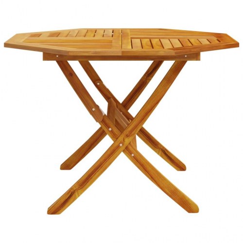 Foldbart havebord Ø110 × 75 cm i massivt akacietræ - rund terrassebord