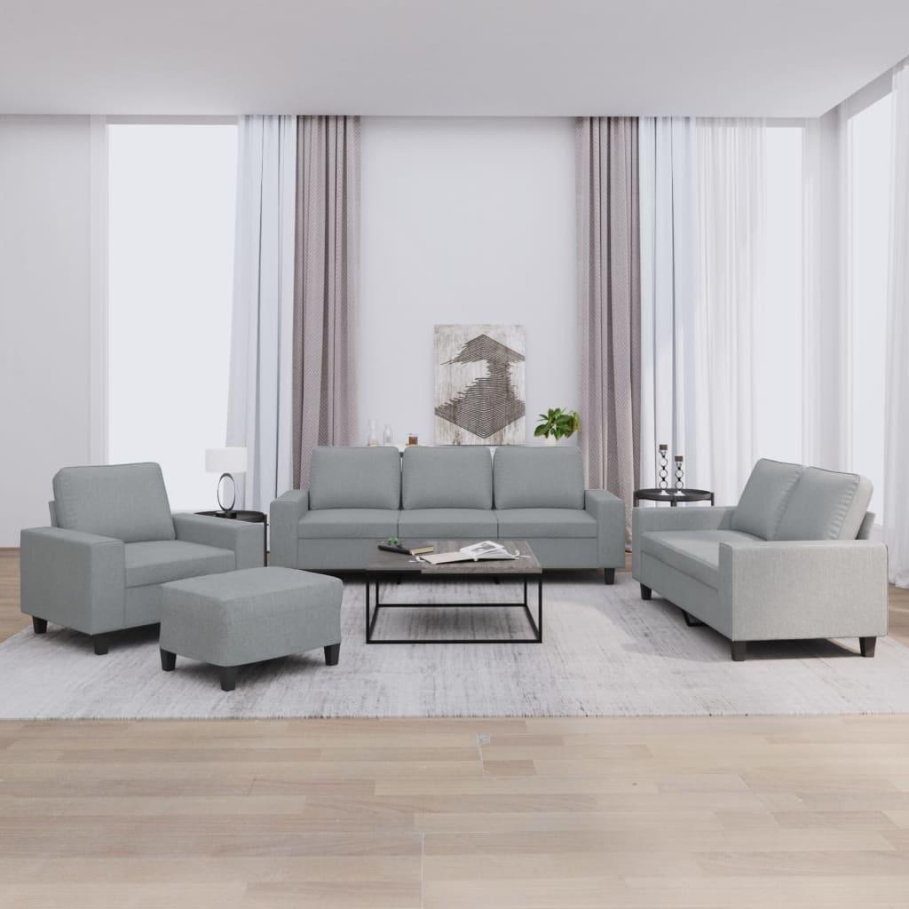 Sofasæt 4 Dele Stof Lysegrå