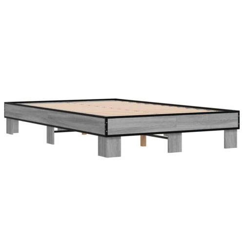 Sengestel 120x190 cm konstrueret træ og metal grå sonoma-eg