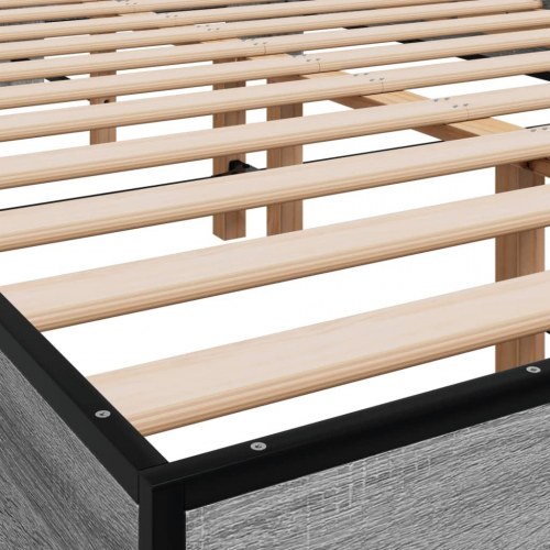 Sengestel 120x190 cm konstrueret træ og metal grå sonoma-eg