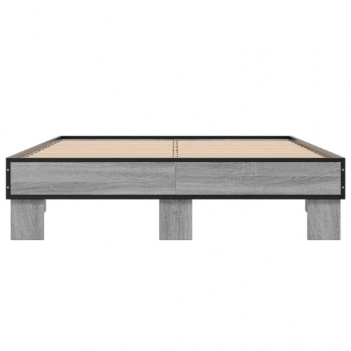 Sengestel 120 x 200 cm i konstrueret træ og metal - grå sonoma-eg