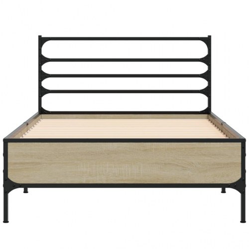 Sengeramme 100 x 200 cm i konstrueret træ og metal - sonoma-eg