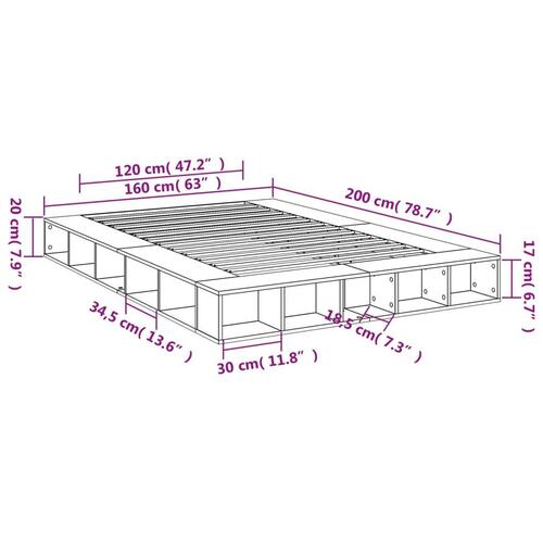 Sengestel 160x200 cm massivt træ sort