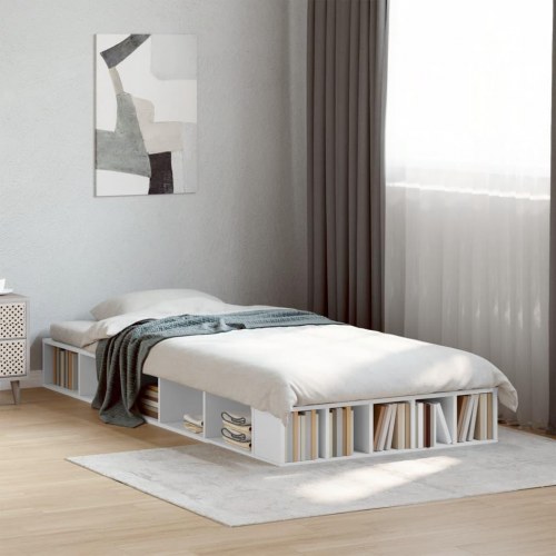 Sengeramme med opbevaring 100 x 200 cm - hvid