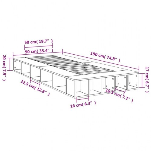 Sengeramme 90 x 190 cm med opbevaring - sort