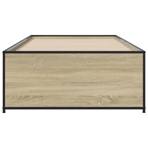 Sengeramme 90x190 cm konstrueret træ og metal sonoma-eg
