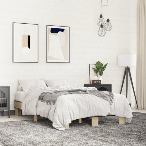 Sengestel 140x200 cm konstrueret træ og metal sonoma-eg