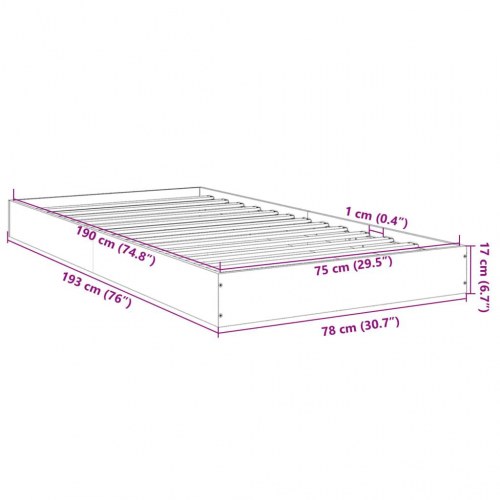 Gulvsengramme i brunt eg 75 x 190 cm